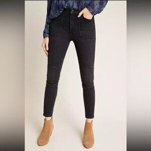 ANTHROPOLOGIE PILCRO BLACK HIGH RISE DENIM MOTO LEGGINGS SIZE 28
